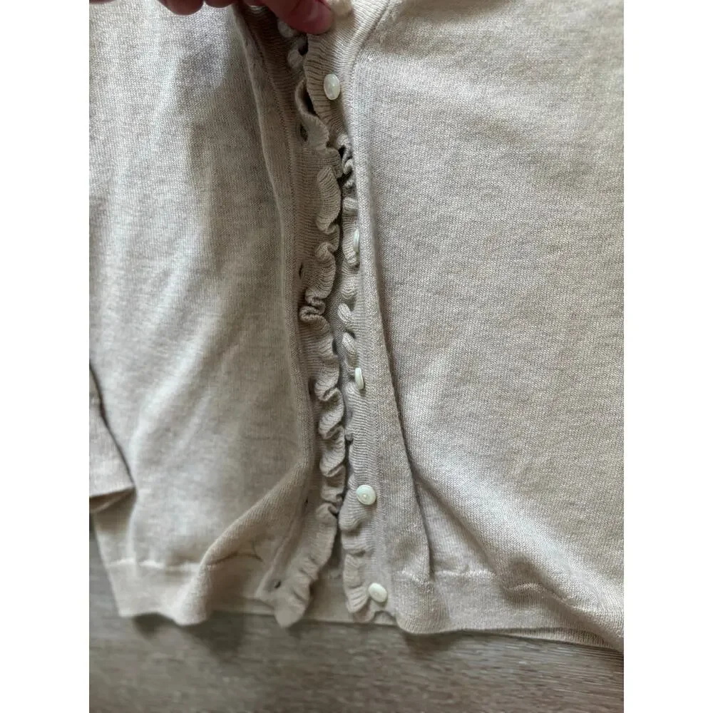 Banana Republic 100% Cashmere Ruffle-Front Cardigan